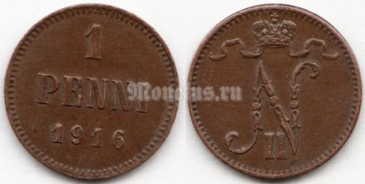 Монета русская Финляндия 1 пенни 1916 год