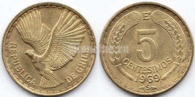 монета Чили 5 сентесимо 1969 год