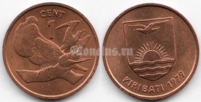 Монета Кирибати 1 цент 1979 год - Птица фрегат