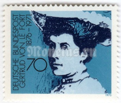 марка ФРГ 70 пфенниг "Gertrud Freiin von Le Fort (1876-1971)" 1975 год