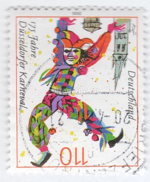марка ФРГ 110 пфенниг "Carnival Düsseldorf" 2000 год Гашение