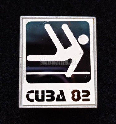 Значок Куба Cuba 1982 виды спорта Гимнастика , ситалл зеркальный стекло