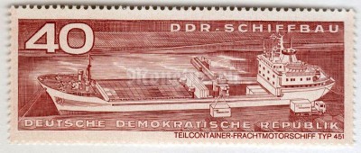 марка ГДР 40 пфенниг "Cargo motor ship type 451" 1971 год 