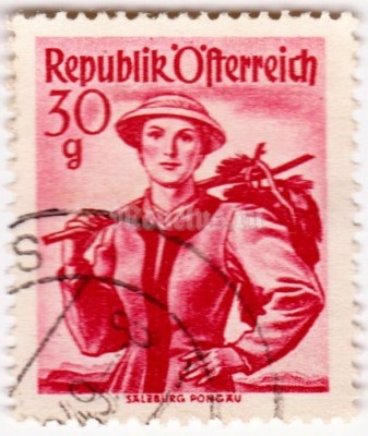 марка Австрия 30 Австрийских грош "Зальцбург, Понгау" 1948 год