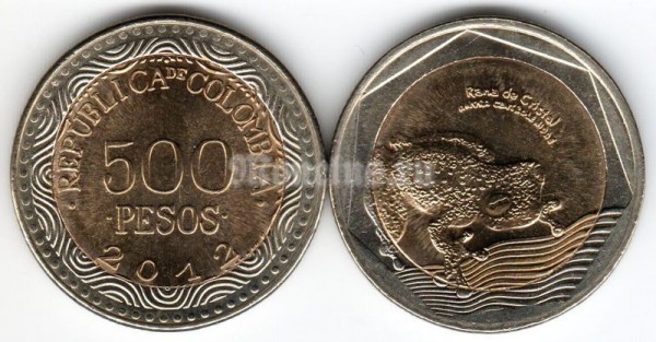 монета Колумбия 500 песо 2012 год Лягушка