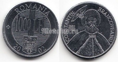 Монета Румыния 1 000 лей 2002 год Константин Брынковяну