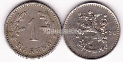 монета Финляндия 1 марка 1930 год S