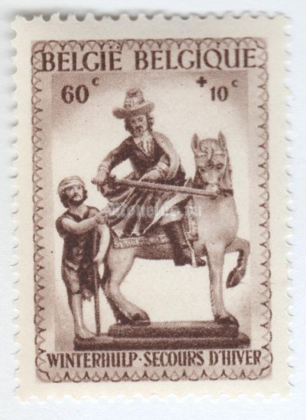 марка Бельгия 60+10 сентим "Statue of St. Martin" 1941 год
