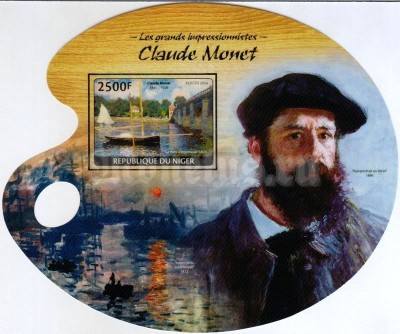 Блок Нигер 2500 франков 2014 год, живопись Клод Моне