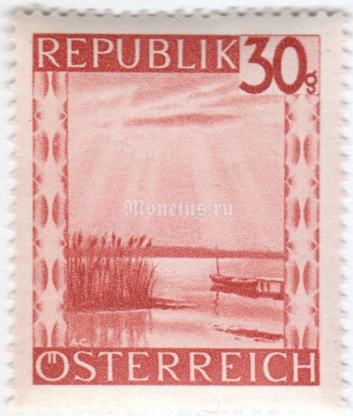 марка Австрия 30 грош "марка Австрия 30 грош "Neusiedler Lake (Burgenland)" 1945 год