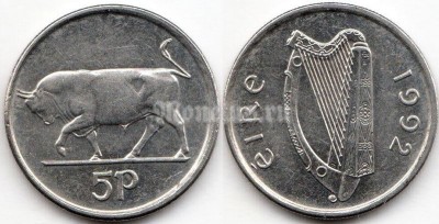 монета Ирландия 5 пенсов 1992 год