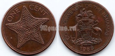 монета Багамы 1 цент 1985 год