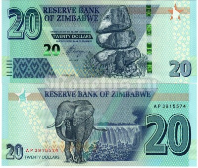 Банкнота Зимбабве 20 долларов 2020 год