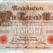 бона Германия 1000 марок 1910 год, красная печать, буква L