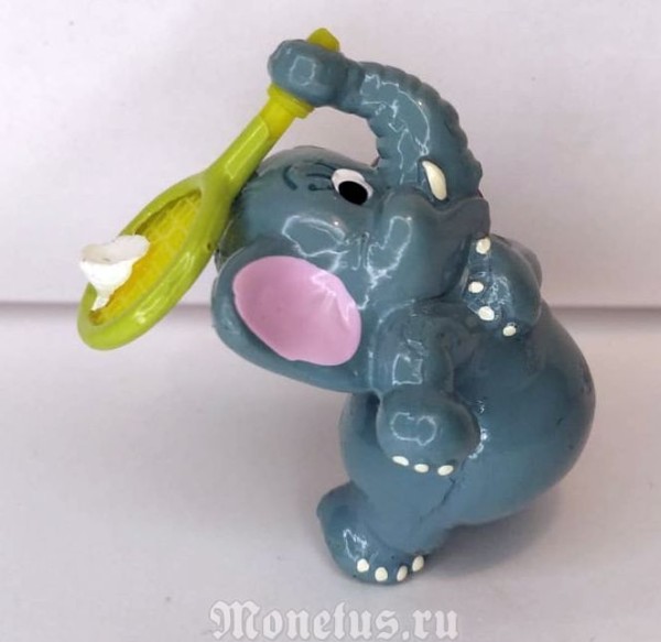 Киндер Сюрприз, Kinder, серия Слоны пляжные 1997 год, с ракеткой (зеленая)