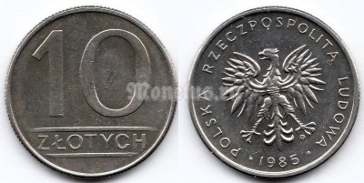 монета Польша 10 злотых 1985 год