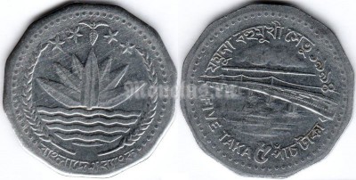 Монета Бангладеш 5 така 1994 год