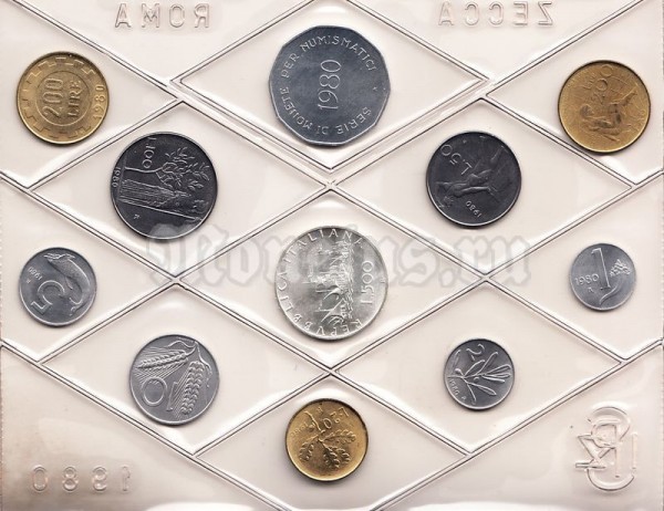 Италия Набор из 11-ти монет 1980 год