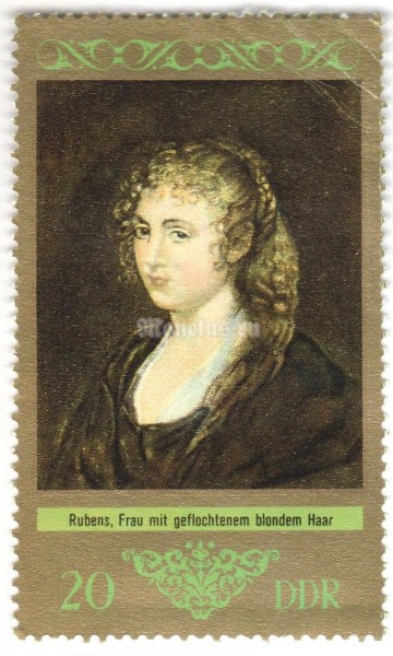 марка ГДР 20 пфенниг "Woman with fair hair,(Rubens)" 1973 год