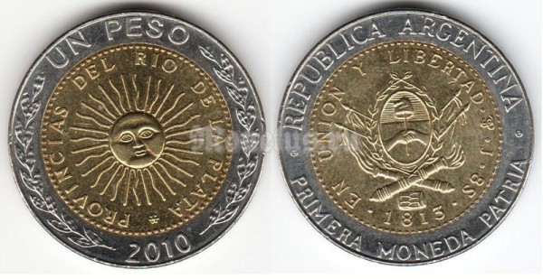 Монета Аргентина 1 песо 2010 год