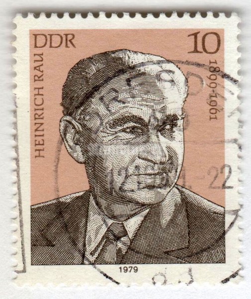 марка ГДР 10 пфенниг "Rau, Heinrich" 1979 год Гашение
