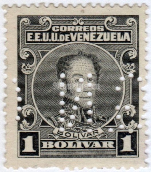марка Венесуэла 1 боливар "Simón José Antonio de la Santísima Trinidad Bolívar Palacios" 1924 год 
