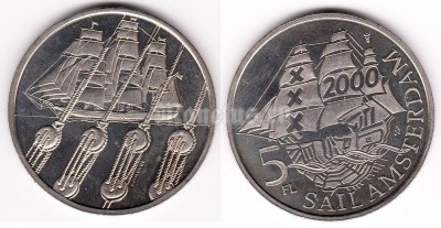 монета Нидерланды 2 флорина 2000 год SAIL AMSTERDAM