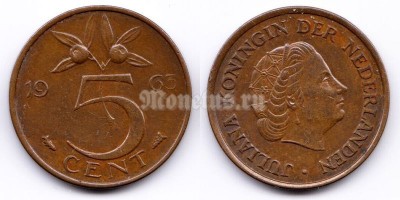 монета Нидерланды 5 центов 1963 год