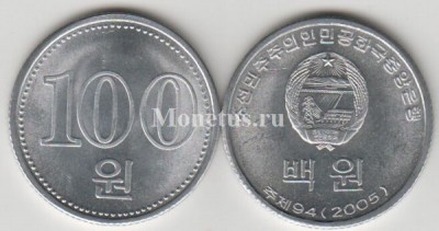 монета Северная Корея 100 вон 2005 год