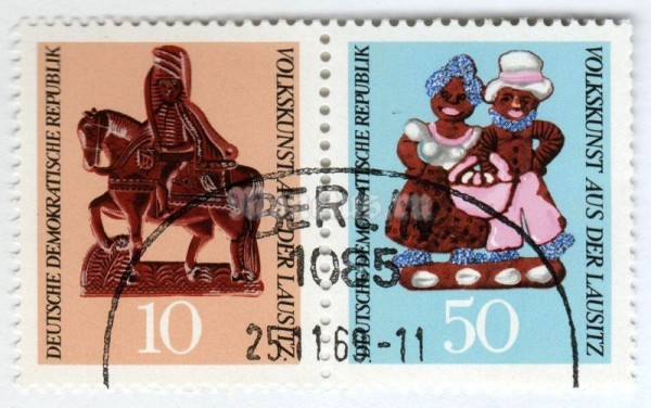 сцепка ГДР 60 пфенниг "Folk Art" 1969 год Гашение