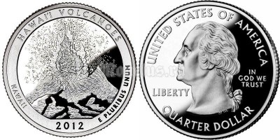 монета США 25 центов 2012 год Гавайский вулканический национальный парк, 14-й