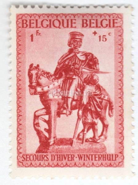 марка Бельгия 1+0,15 франка "Statue of St. Martin" 1941 год
