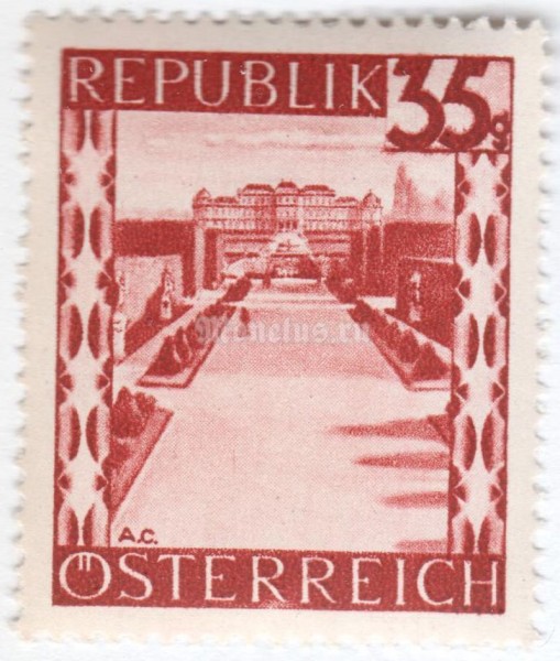 марка Австрия 35 грош "Belvedere (Vienna)" 1946 год
