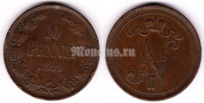 Монета Русская Финляндия 10 пенни 1899 год