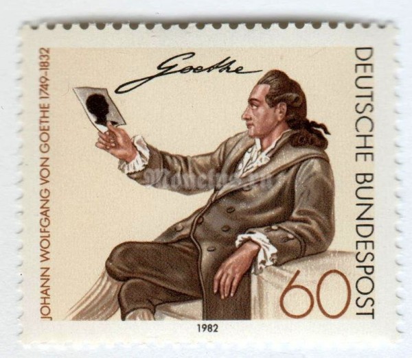 марка ФРГ 60 пфенниг "Goethe (after Georg Melchior Kraus)" 1982 год