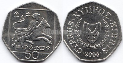 монета Кипр 50 цент 2004 год