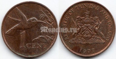 монета Тринидад и Тобаго 1 цент 1977 год