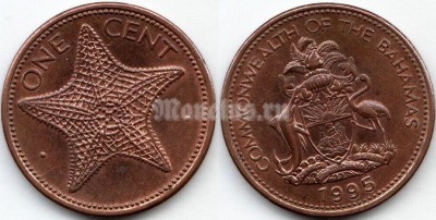 монета Багамы 1 цент 1995 год