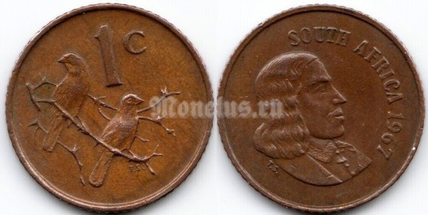 монета Южная Африка 1 цент 1967 год SOUTH AFRICA