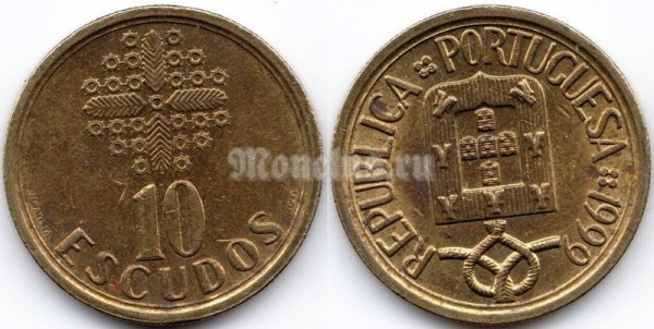 монета Португалия 10 эскудо 1999 год