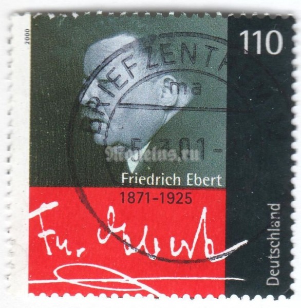марка ФРГ 110 пфенниг "Ebert, Friedrich" 2000 год Гашение