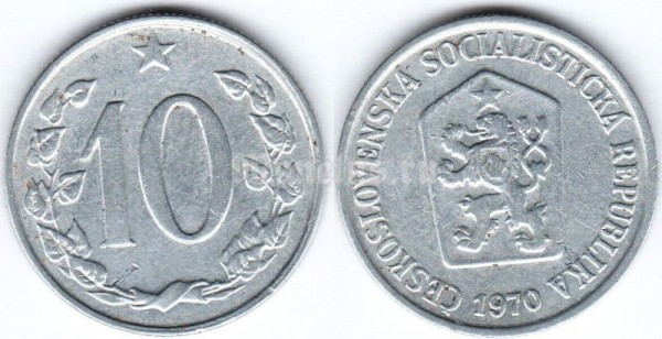 монета Чехословакия 10 геллеров 1970 год