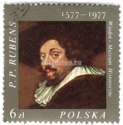 марка Польша 6 злотых "Self-portrait"  1977 год Гашение