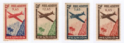 Реюньон 1938 г. Самолет над Пальмами. Авиапочта. Серия Mi:RE 162-165