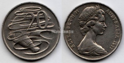 монета Австралия 20 центов 1977 год
