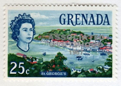 марка Гренада 25 центов "St.George's (overprinted)" 1967 год