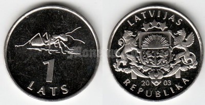 Латвия 1 лат 2003 год муравей