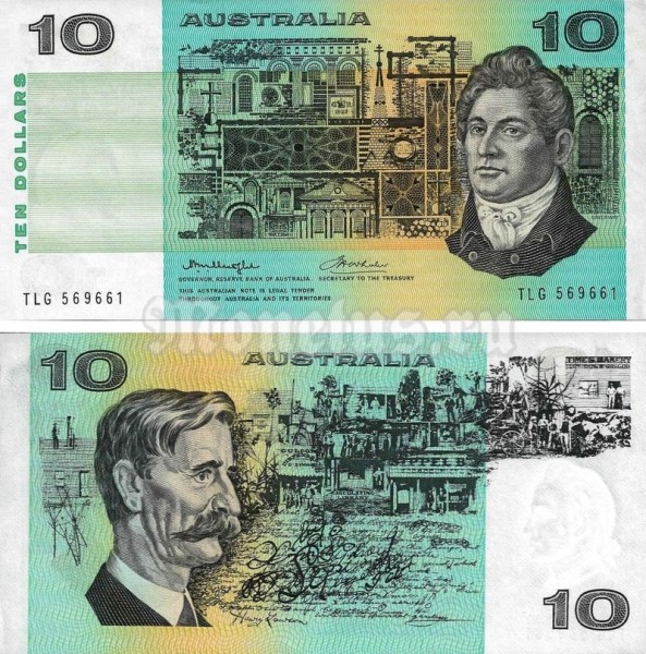 банкнота Австралия 10 долларов 1974 - 1991 год