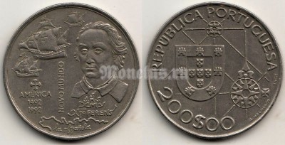 монета Португалия  200 эскудо 1992 год 500 лет открытию Нового Света