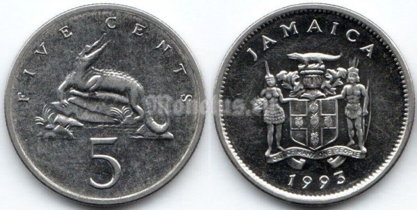монета Ямайка 5 центов 1993 год